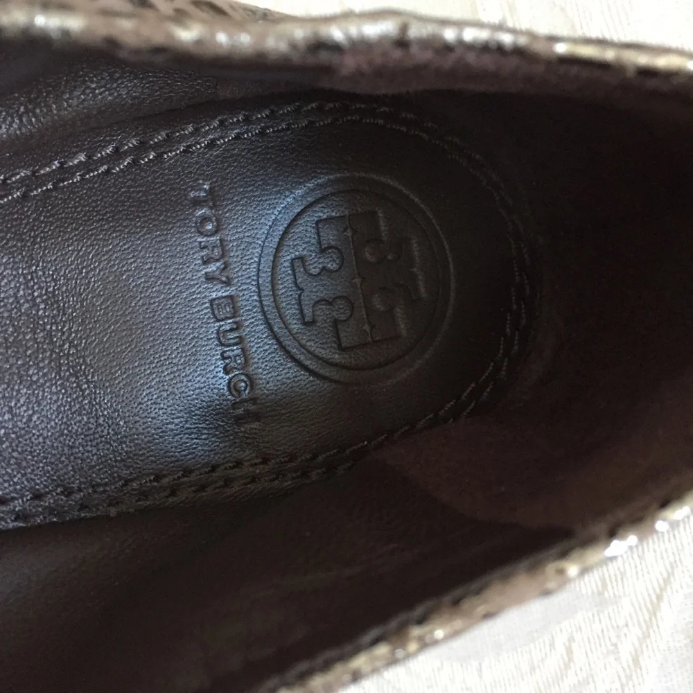 Tory Burch brow metallic logo flats
